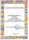 Благодарность за участие в смотре-конкурсе "Лучший уголок безопасности" январь 2020г.